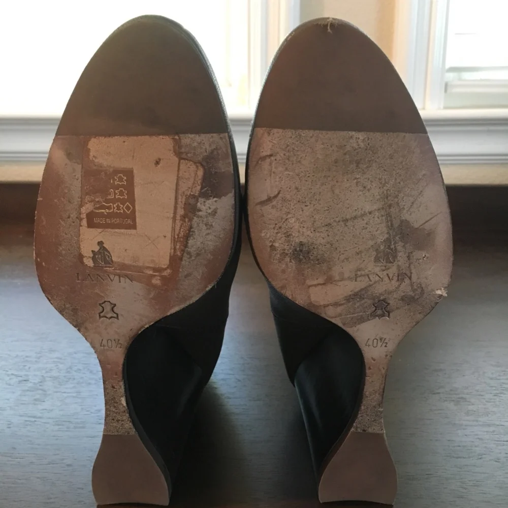 Lanvin Gray Leather Wedge Ankle Boots